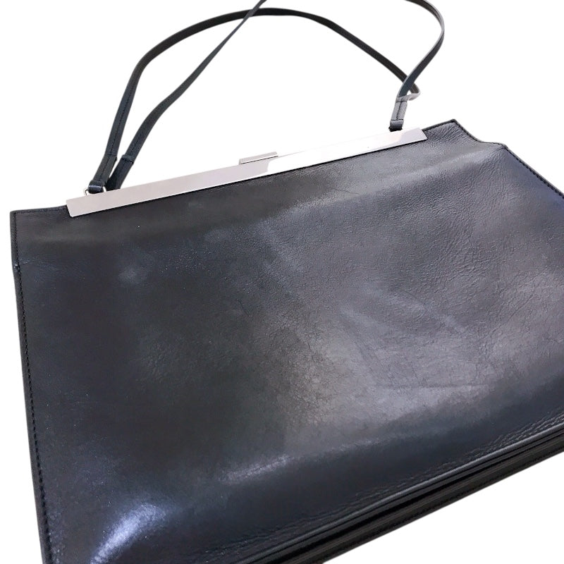 セリーヌ CELINE クラスプミディアム ブラック・シルバー金具 カーフレザー レディース ショルダーバッグ