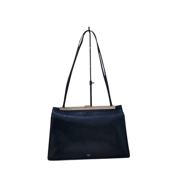 セリーヌ CELINE クラスプミディアム ブラック・シルバー金具 カーフレザー レディース ショルダーバッグ