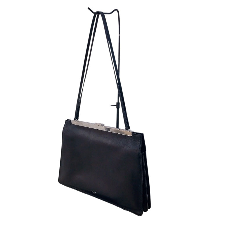 セリーヌ CELINE クラスプミディアム ブラック・シルバー金具 カーフレザー レディース ショルダーバッグ