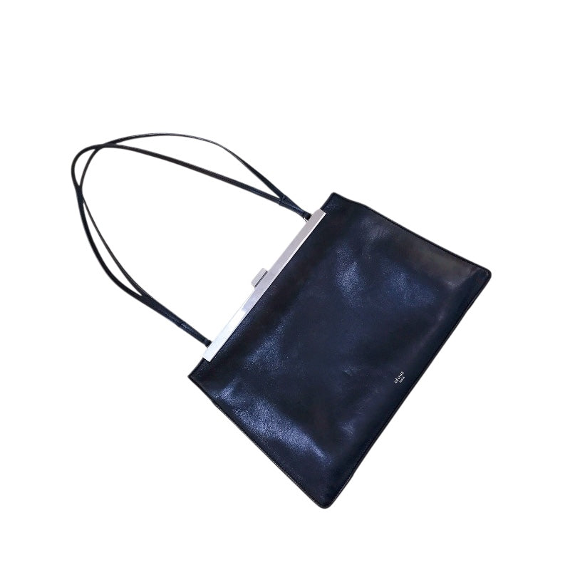 セリーヌ CELINE クラスプミディアム ブラック・シルバー金具 カーフレザー レディース ショルダーバッグ