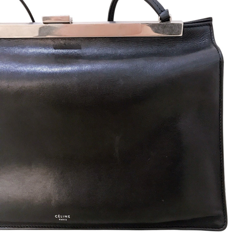 セリーヌ CELINE クラスプミディアム ブラック・シルバー金具 カーフレザー レディース ショルダーバッグ