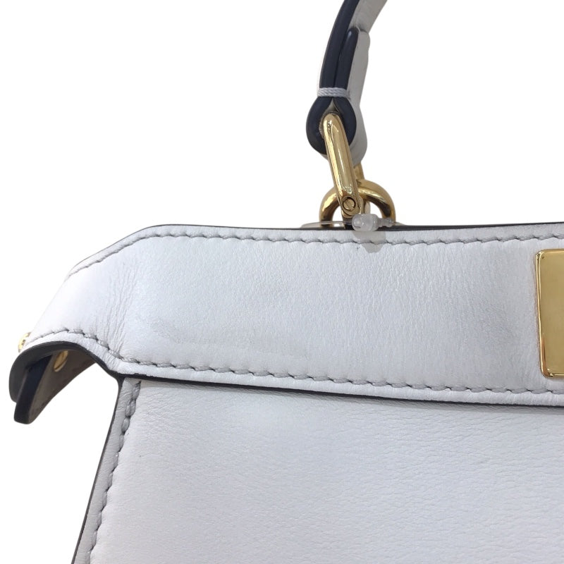 フェンディ FENDI ピーカブーアイシーユースモール 8BN327 ホワイト/ゴールド金具 カーフ レディース ショルダーバッグ