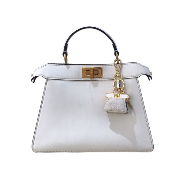 フェンディ FENDI ピーカブーアイシーユースモール 8BN327 ホワイト/ゴールド金具 カーフ レディース ショルダーバッグ