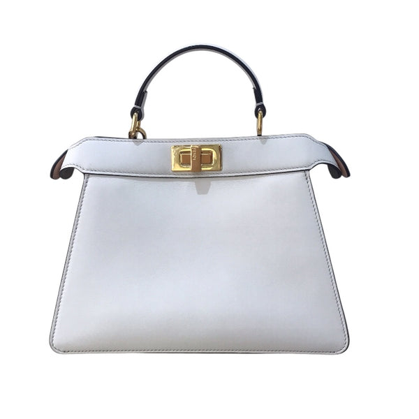 フェンディ FENDI ピーカブーアイシーユースモール 8BN327 ホワイト/ゴールド金具 カーフ レディース ショルダーバッグ