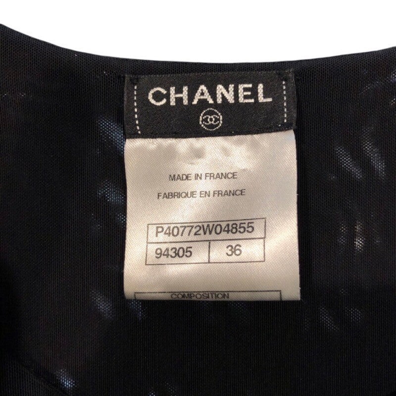 シャネル CHANEL フリンジライン装飾ノースリーブワンピース P40772 ブラック レーヨン/シルク レディース ワンピース
