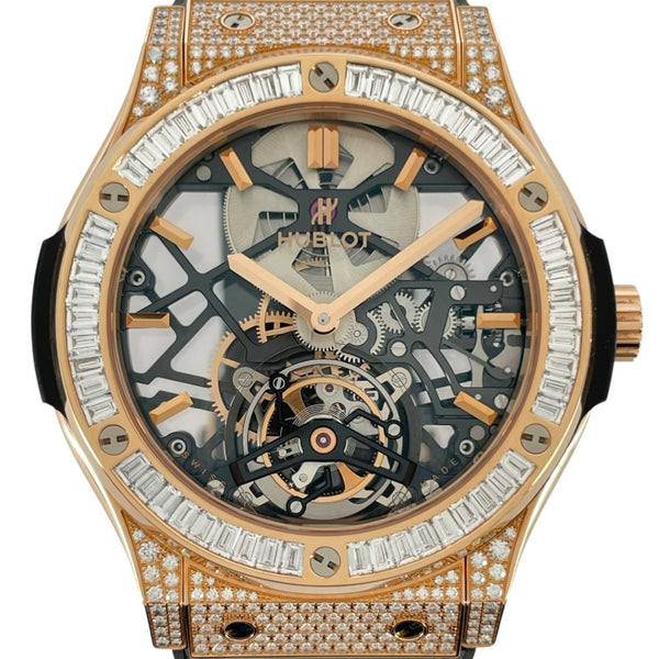 ウブロ HUBLOT クラシックフュージョン クラシコ ウルトラシン トゥールビヨン キングゴールド ダイヤモンド 505.OX.0180.LR.0904 グレー K18YG メンズ 腕時計