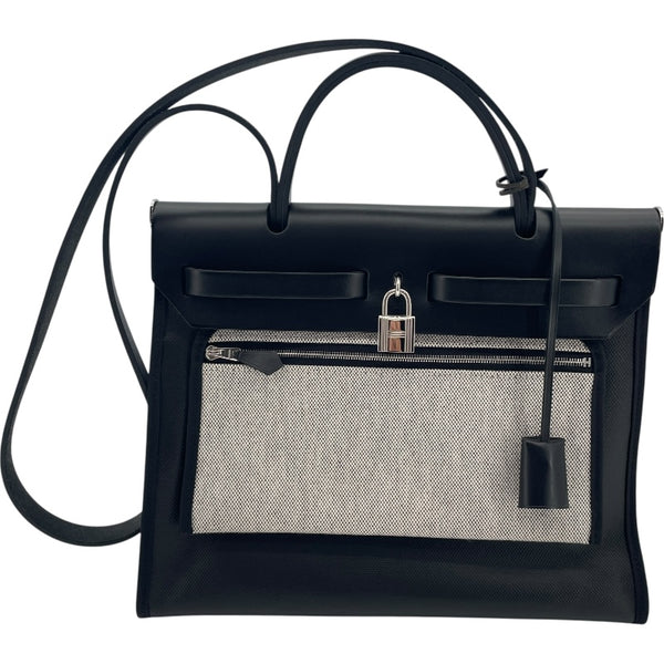 エルメス HERMES エールバックジップ31 U刻印 ブラック SV金具 トワルヴァッシュハンター レディース ショルダーバッグ