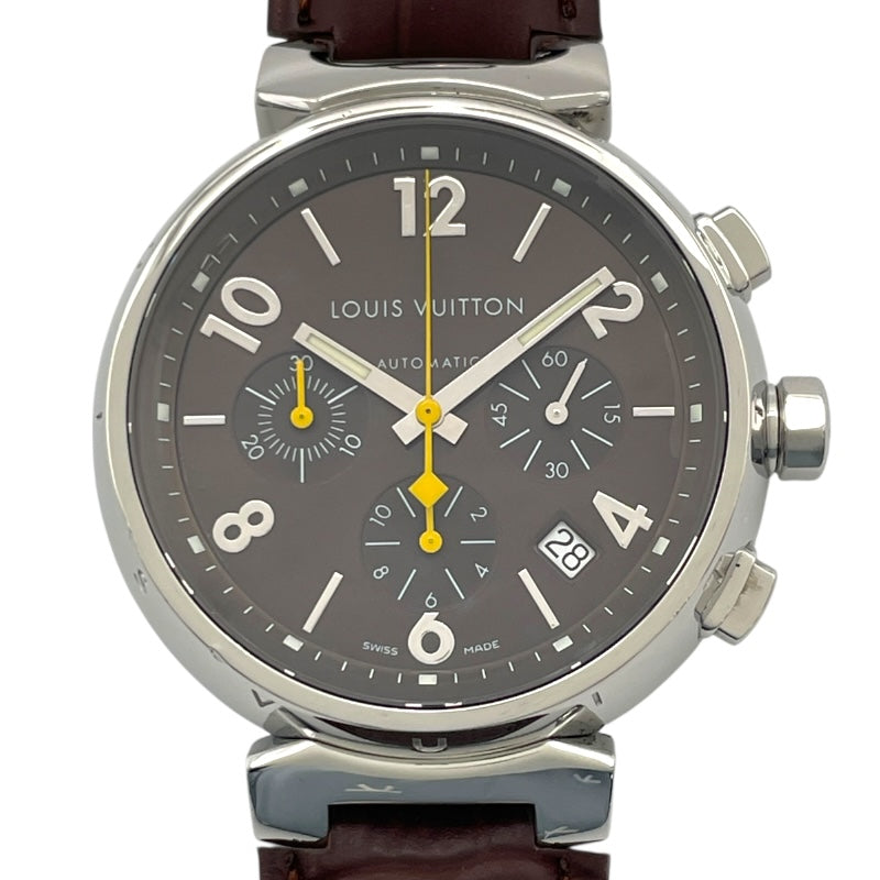 ルイ・ヴィトン LOUIS VUITTON タンブール クロノグラフ Q1121 ブラウン SS 自動巻き メンズ 腕時計