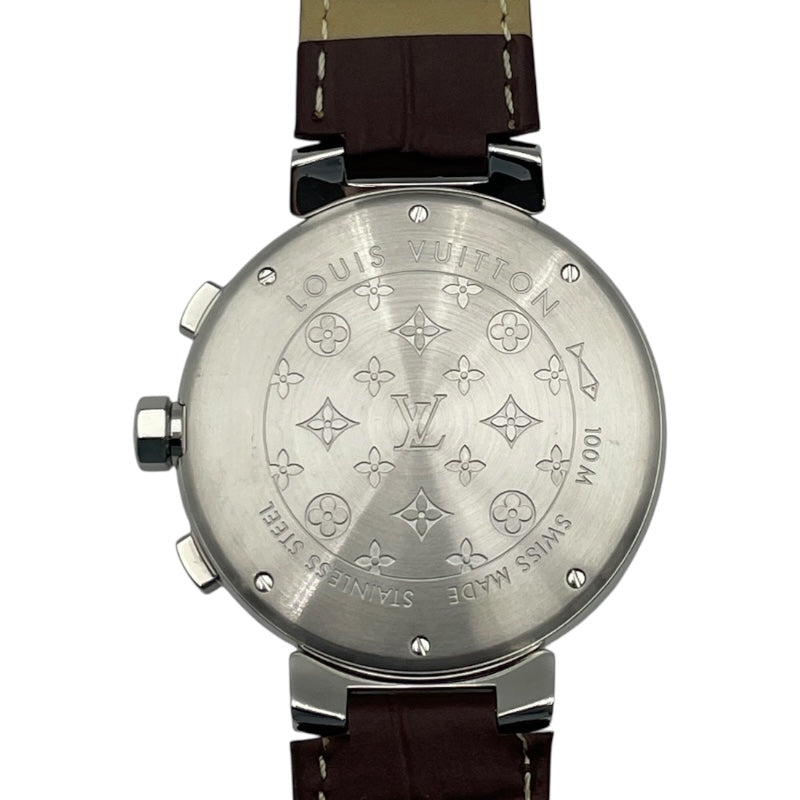 ルイ・ヴィトン LOUIS VUITTON タンブール クロノグラフ Q1121 ブラウン SS 自動巻き メンズ 腕時計