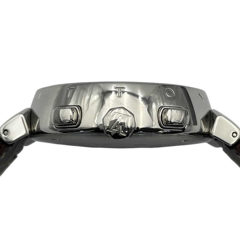 ルイ・ヴィトン LOUIS VUITTON タンブール クロノグラフ Q1121 ブラウン SS 自動巻き メンズ 腕時計