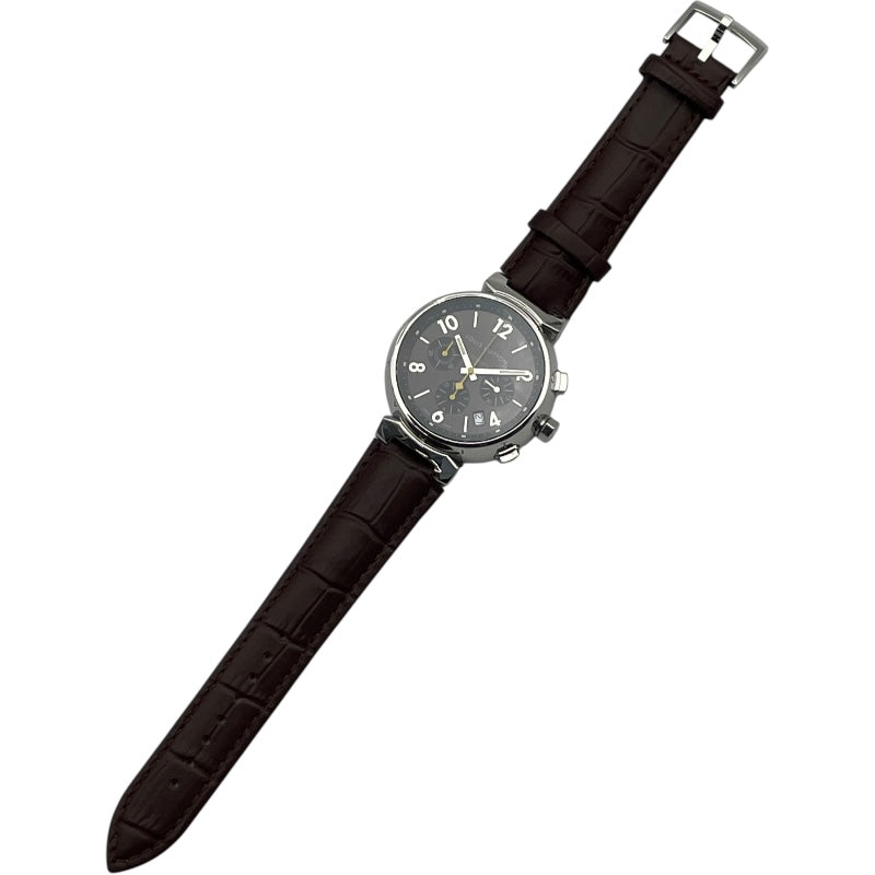 ルイ・ヴィトン LOUIS VUITTON タンブール クロノグラフ Q1121 ブラウン SS 自動巻き メンズ 腕時計