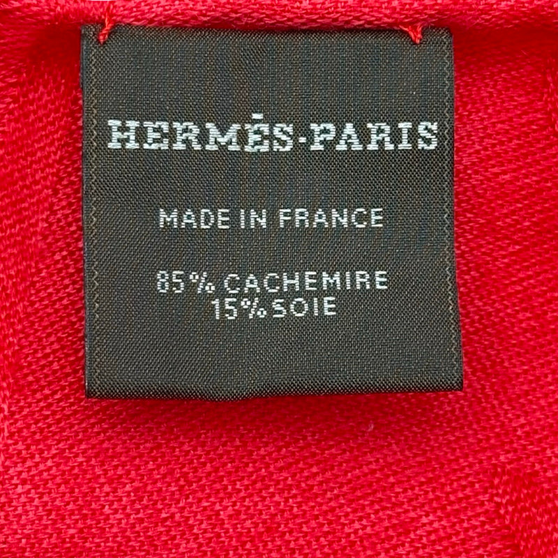エルメス HERMES ニューリブリス ストール ルージュ系 カシミヤ/シルク