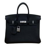 エルメス HERMES バーキン25 K刻 ブラック マットシルバー金具 トゴ レディース ハンドバッグ