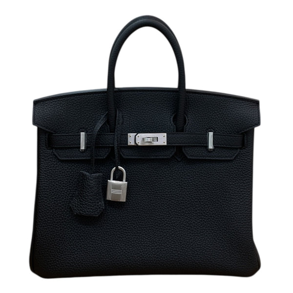 エルメス HERMES バーキン25 K刻 ブラック マットシルバー金具 トゴ レディース ハンドバッグ