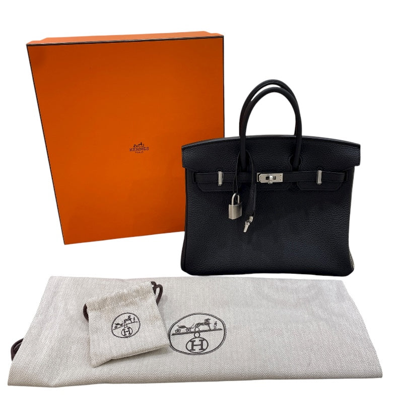 エルメス HERMES バーキン25 K刻 ブラック マットシルバー金具 トゴ レディース ハンドバッグ