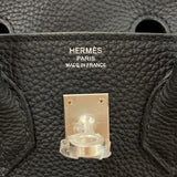 エルメス HERMES バーキン25 K刻 ブラック マットシルバー金具 トゴ レディース ハンドバッグ
