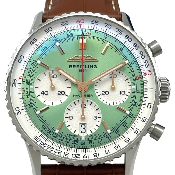 ブライトリング BREITLING ナビタイマー B01 クロノグラフ AB0139 グリーン SS 自動巻き メンズ 腕時計