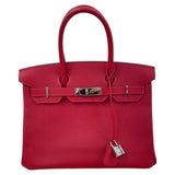 エルメス HERMES バーキン30 □R刻印 ルージュアザック シルバー金具 エプソン レディース ハンドバッグ