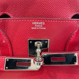 エルメス HERMES バーキン30 □R刻印 ルージュアザック シルバー金具 エプソン レディース ハンドバッグ