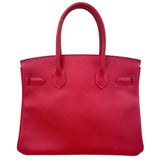 エルメス HERMES バーキン30 □R刻印 ルージュアザック シルバー金具 エプソン レディース ハンドバッグ