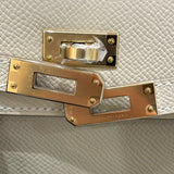 エルメス HERMES ケリ―25　外縫い K刻印 クレ/シャンパンゴールド金具 エプソン レディース ハンドバッグ