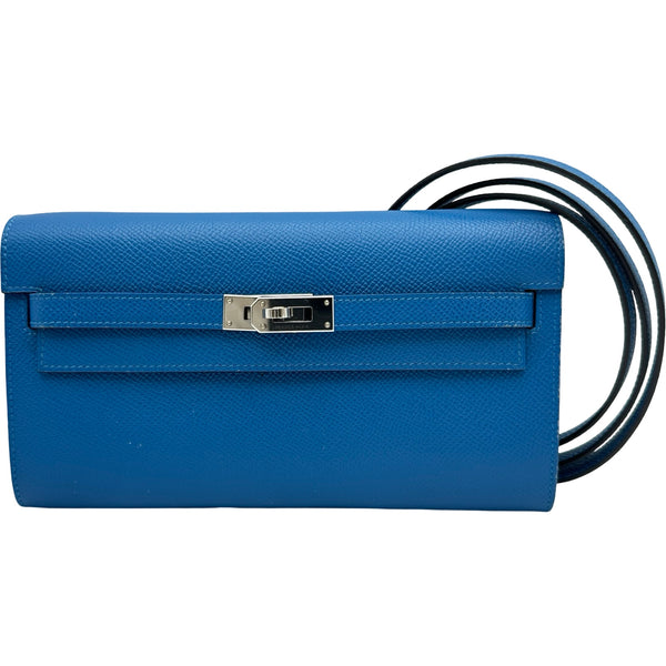 りんごあめ HERMES 青 レザー ショルダーバッグ 保存袋付き エルメス HERMES ケリートゥーゴー B刻印 ミコノス シルバー金具