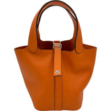 エルメス HERMES ピコタンロックミクロ N刻印 オレンジ シルバー金具 スィフト レディース ハンドバッグ