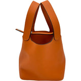 エルメス HERMES ピコタンロックミクロ N刻印 オレンジ シルバー金具 スィフト レディース ハンドバッグ