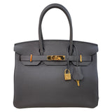 エルメス HERMES バーキン30 Z刻印 グリスエタン/ゴールド金具 トゴ レディース ハンドバッグ