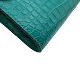 エルメス HERMES コンスタンストゥーゴー W刻印 ヴェールジェイド ゴールド金具 アリゲーターマット レディース 長財布