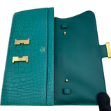 エルメス HERMES コンスタンストゥーゴー W刻印 ヴェールジェイド ゴールド金具 アリゲーターマット レディース 長財布