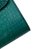 エルメス HERMES コンスタンストゥーゴー W刻印 ヴェールジェイド ゴールド金具 アリゲーターマット レディース 長財布