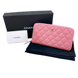 シャネル CHANEL ココマーク　ロングジップウォレット A50097 ピンク　ゴールド金具 キャビアスキン レディース 長財布