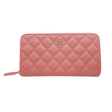 シャネル CHANEL ココマーク　ロングジップウォレット A50097 ピンク　ゴールド金具 キャビアスキン レディース 長財布