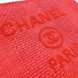 シャネル CHANEL ドーヴィルポーチ レッド　ゴールド金具 ミックスファイバー レディース ポーチ