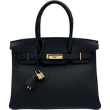 エルメス HERMES バーキン30 U刻印 ブラック×ピンクゴールド金具 トゴ レディース ハンドバッグ