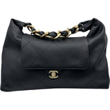 シャネル CHANEL マトラッセ マキシ ホーボーバッグ AS5834 ブラック×ゴールド金具 カーフスキン ユニセックス ハンドバッグ