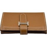 エルメス HERMES ベアンミニ Z刻印 ゴールド/シルバー金具 エプソン レディース 二つ折り財布