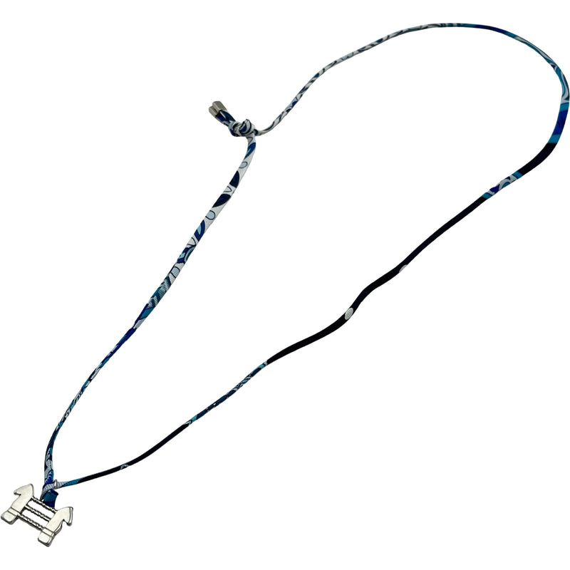 エルメス HERMES トゥールビヨンネックレス ブルー シルク/メタル
