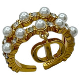 クリスチャン・ディオール Christian Dior ロゴパールリング ゴールド メタル/パール アクセサリー