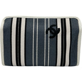 シャネル CHANEL ココマークポーチ ブルー/ブラック/ホワイト キャンバス/レザー レディース ポーチ