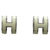 エルメス HERMES ポップH ミニピアス アイボリー/シルバー メタル/ラッカー アクセサリー