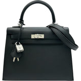 エルメス HERMES ケリー25 外縫い G刻印 ブラック シルバー金具 エプソン レディース ショルダーバッグ