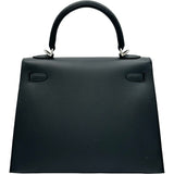 エルメス HERMES ケリー25 外縫い G刻印 ブラック シルバー金具 エプソン レディース ショルダーバッグ