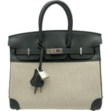 エルメス HERMES バーキン25 K刻印 エクリュ・ヴェールマングローブ シルバー金具 トワル･スイフト レディース ハンドバッグ