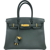 エルメス HERMES バーキン30 K刻印 ヴェールマングローブ ゴールド金具 トゴ レディース ハンドバッグ