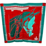エルメス HERMES カレ90 Les parterres Chateau グリーン/レッド シルク レディース スカーフ