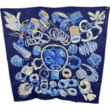 エルメス HERMES カレ90 BRACELETS DE LUMIERE ネイビー シルク レディース スカーフ
