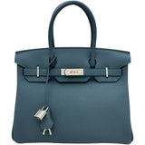 エルメス HERMES バーキン30 G刻印 ブルートンペット シルバー金具 トゴ レディース ハンドバッグ