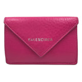 バレンシアガ BALENCIAGA ペーパーミニウォレット 391446 ホットピンク レザー レディース 三つ折り財布